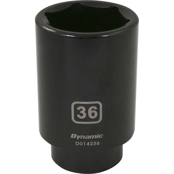 1/2" Drive Deep Socket, Black Phosphate, Tools 1/2" Drive 6 Point Metric, 36mm Deep Length